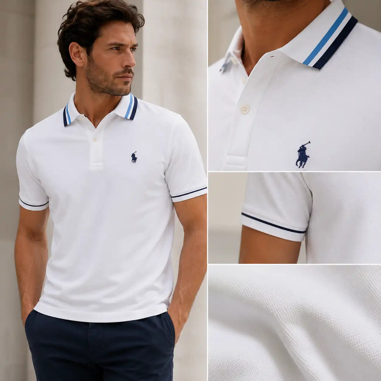 RL Polo Shirt White - Premium Pique Cotton